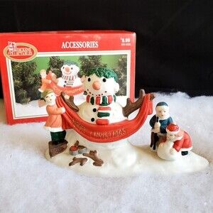 Vintage Dickens Collectables™ Porcelain Snowman Merry Christmas Hand-Painted